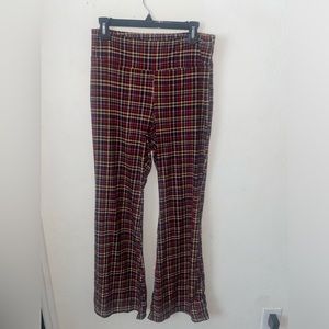 Plaid flared leggings